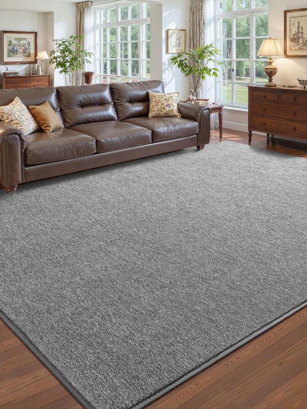 4x6 Grey Area Rugs for Living Room Bedroom, Thickened Memory-Foam Throw Carpet,